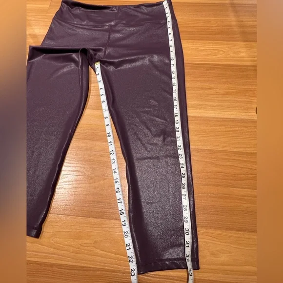 Zyia Light And Tight Plum Purple Metallic Shine Leggings Plus Size. - Picture 5 of 12